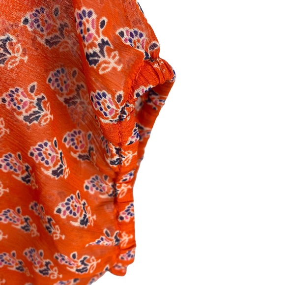 Gap Orange Peasant Blouse with Tie Size Small - Picture 5 of 9